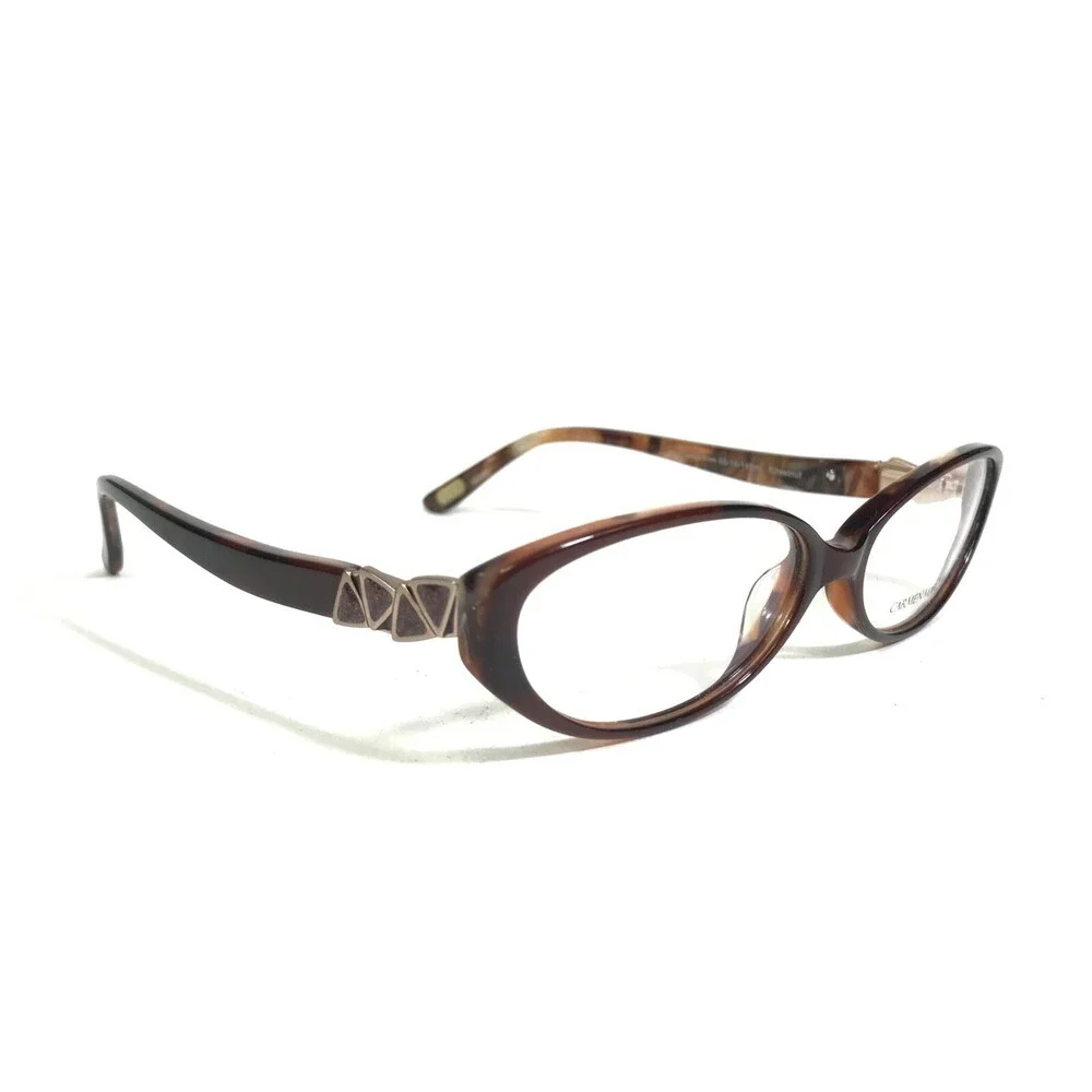 Carmen Marc Valvo Eyeglasses Frames Alexia 022 Chestnut Brown Round 53-14-140